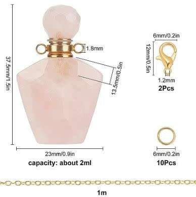 ***DIY*** Natural Rose Quartz / Openable Perfume Bottle Pendant / Necklace Making Kit