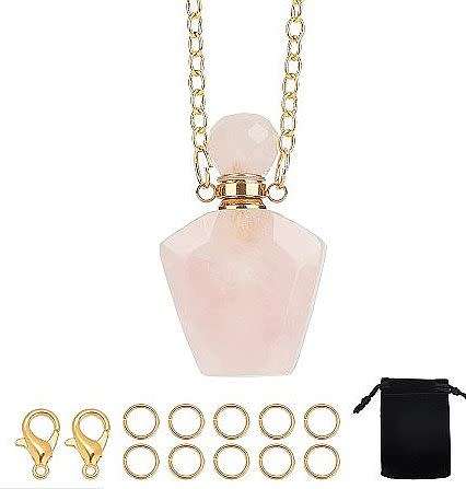 ***DIY*** Natural Rose Quartz / Openable Perfume Bottle Pendant / Necklace Making Kit