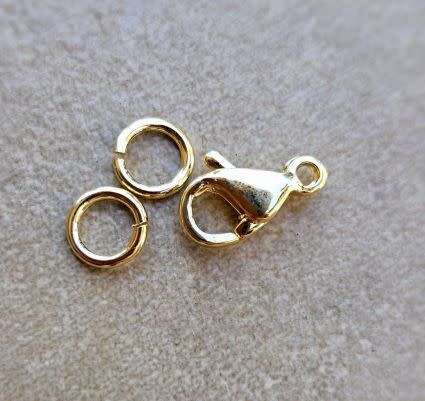 *Clearane Sale*1pc x 9mm  Gold Plated / Stainless Steel / Lobster Clasp & 2 x 5mm Gold Plated