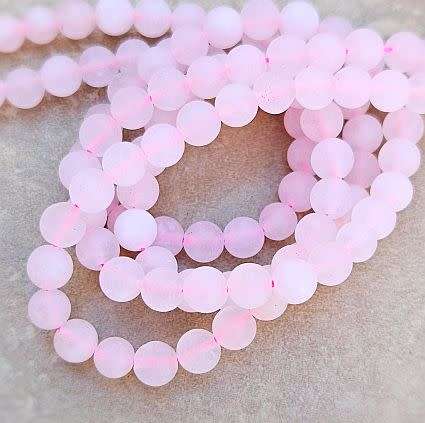*Clearance Sale*1  Strand  (+/-6mm)Natural / Frosted  Rose Quartz /  Round /  Beads