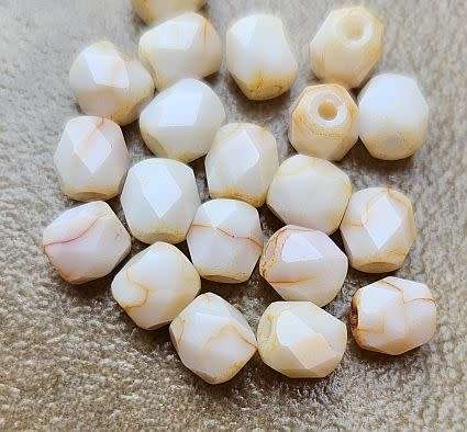*Clearance Sale*20pc x 5mm Orange Column Marble / Painted / Faceted  Glass Beads
