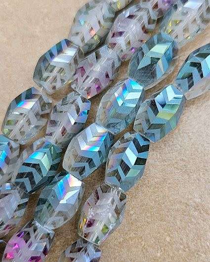 *Clearance Sale*10pc  (11x7.5mm) Multi Color / Frosted   /  Faceted Electroplate Glass Beads