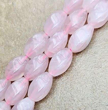 *Clearance Sale*1 Strand (+/-12x6mm)  Natural  /Rose Quartz /  Twist /  Oval Beads /
