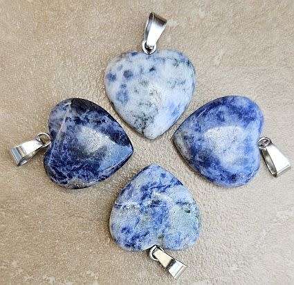 *Clearance Sale*1pc Natural /  Blue Spot Jasper  /  Silver Tone / Heart Shape Pen