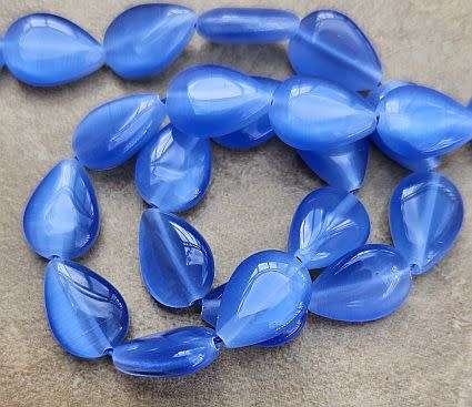 *Clearance Sale*1 Strand x (14x10mm)  Blue / Cat`s Eye  / Teardrop / Beads / +/- 26pcs