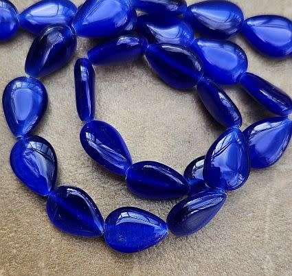 *Clearance Sale*1 Strand x (14x10mm)  Dark Blue / Cat`s Eye  / Teardrop / Beads / +/- 26pcs
