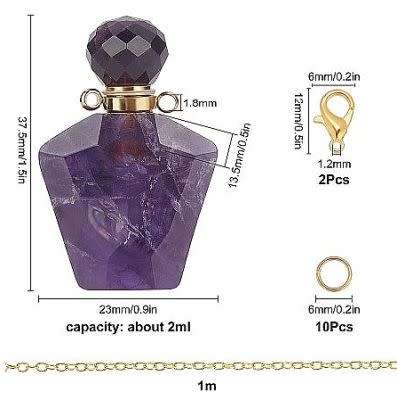 ***DIY*** Natural Amethyst / Openable Perfume Bottle Pendant / Necklace Making Kit