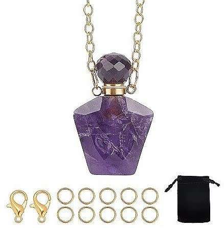 ***DIY*** Natural Amethyst / Openable Perfume Bottle Pendant / Necklace Making Kit