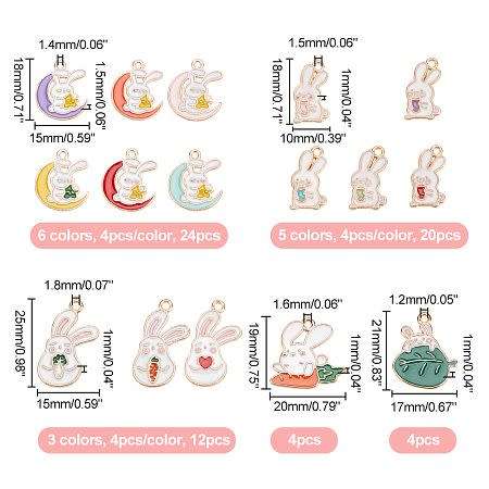 64pc Easter Bunny / Enamel / Gold Tone Charms