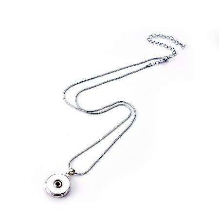 ***DIY*** 4pcs  Snap Button / Brass / Silver Tone / Necklace  /  Pendant / Snake Chain