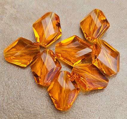 *Clearance Sale*8pc x (14x12mm) Orange / Imitation Crystal / Rhombus Faceted Beads