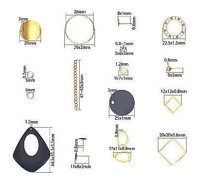 ***DIY*** 6 Pairs  Black Pendant / Gold Tone Stainless Steel Findings /  Earring Making Kit