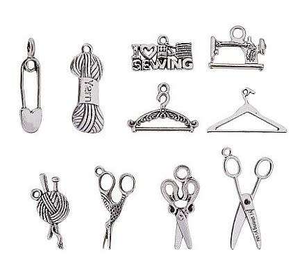 100pc Assorted  / Sewing / Tibetan Style Antique Silver Tone Charms
