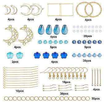 ***DIY*** 8 Pairs / Moon / Gold Tone / Alloy Pendants / Glass Beads /  Earring Kit