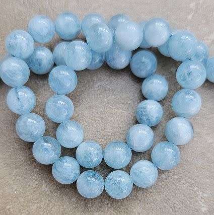 *Clearance Sale*1 Strand x (8mm)  Grade A+ / Natural /  Aquamarine / Round  Beads +/- 48 pcs