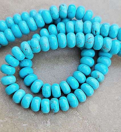 *Clearance Sale*1 Strand (8x5mm)  Natural /  Howlite/ Turquoise  / Dyed / Rondelle Beads +/- 80pc