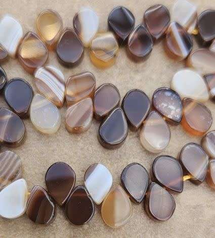*Clearance Sale*1 Strand x (+/-8x5mm) Natural/ Agate / Brown / Top Drilled / Dyed & Heated  Beads