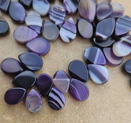 *Clearance Sale*1 Strand x (+/-8x5mm) Natural/ Agate / Purple / Top Drilled / Dyed & Heated