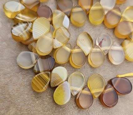 *Clearance Sale*1 Strand x (+/-8x5mm) Natural/ Agate / Yellow / Top Drilled / Dyed & Heated  Beads