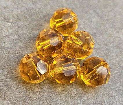 10pc x 10mm Orange  / Round Faceted Beads