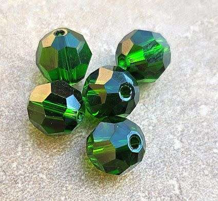 *Clearance Sale*10pc x 10mm Dark Green  / Round Faceted Beads
