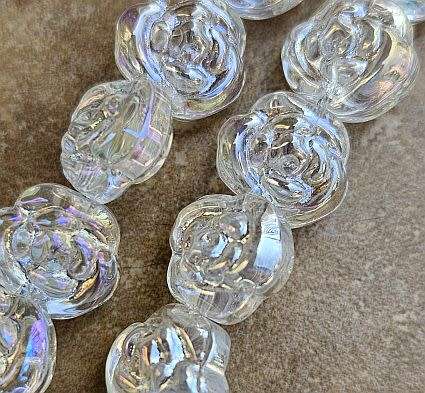 10pc  (12.5mm) Clear / Rose / Electroplate Glass Beads