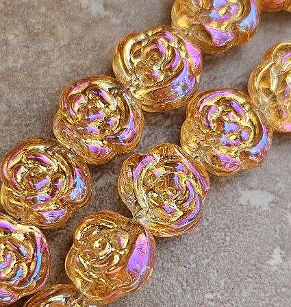 *Clearance Sale*10pc  (12.5mm) Orange / Rose / Electroplate Glass Beads