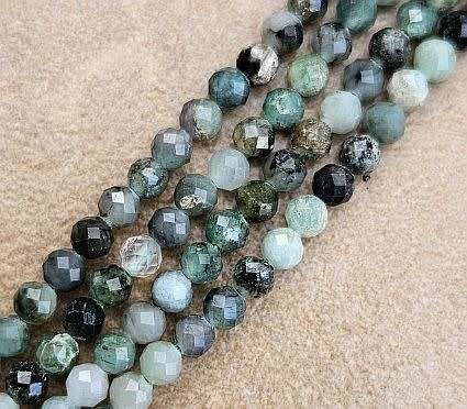 *Clearance Sale*1 Strand (+/-3mm)  Natural / Emerald Quartz / Faceted Round Beads