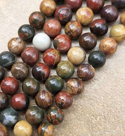 *Clearance Sale*1 Strand x (+/-6mm) Natural /  Picasso Jasper  / Round Beads +/- 60pcs