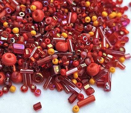 40g (1000+ pcs) Red / Multi Color /Mixed / Assorted Seed Beads / Size Between 1.5&7mm