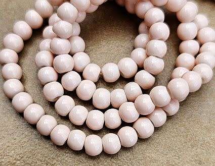 *Clearance Sale*30Pc x 6mm  Pale Pink / Painted / Opaque  Round  Glass  Beads