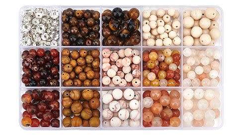 ^^ Beading Kit^^  Natural / Assorted 6 & 8mm Gemstone Beads /  Rhinestone Spacer Beads