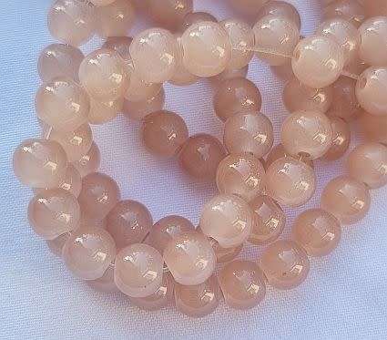 *Clearance Sale*30Pc x 6mm Light Brown / Painted / Round  Glass  Beads