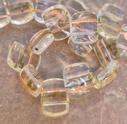 *Clearance Sale*8pc  x  (17x12mm)  Clear /Light Khaki  / Painted  / Rectangle / Crackle Glass Be