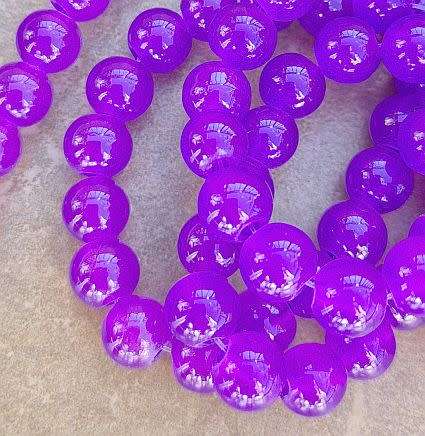 *Clearance Sale*20Pc x 8mm Dark  Purple / Painted / Round  Glass  Beads