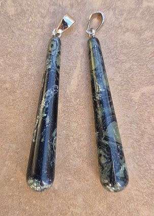 *Clearance Sale*1 pc Natural /Kambaba Jasper  / Drop / Silver Tone /  Pendant