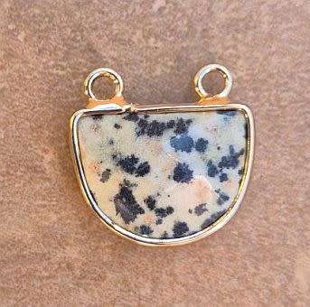 *Clearance Sale*1pc Natural / Dalmatian Jasper / Faceted /  Gold Tone / Pendant / Double