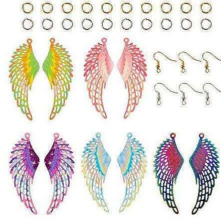 ***DIY*** 15 Pairs  / Stainless Steel / Wing Pendants / Painted / Brass Findings / Earing Making Kit