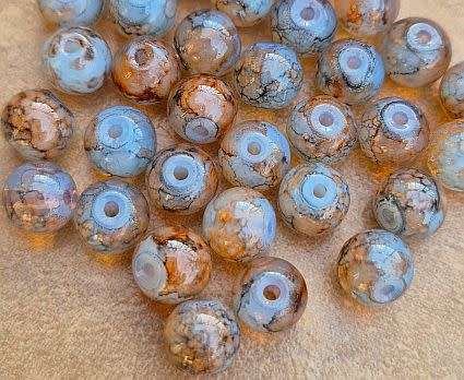 20pc x 8mm  Grey / Orange / Multi Color / Painted / Round Glass Beads