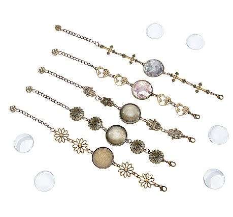 ***DIY*** 5pc  Blank Dome / Alloy Link /Antique Bronze /  Bracelet Making Kit