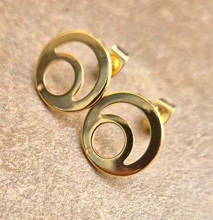 Clearance Sale*2pcs (1 Set)   Gold Plated / Stainless Steel / Round  Earring  With Small Hole / 15mm