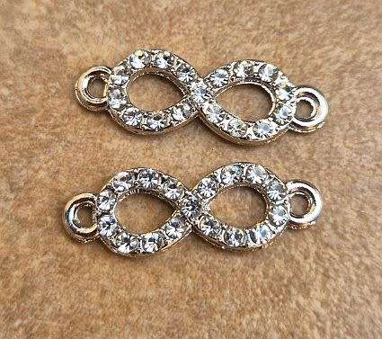 *Clearance Sale*1 pc Infinity / Alloy / Clear  Rhinestone /  Antique Silver / Connector / Link /