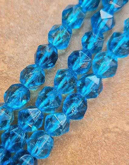 *Clearance Sale*1 Strand x (+/-7mm)   Natural /  Quartz Crystal / Dyed / Blue Faceted Beads