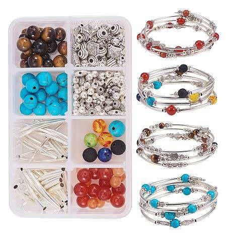 ***DIY***  Bracelet Making Kit / Natural/Synthetical Beads / Memory Wire / Brass/Alloy Spacer Beads