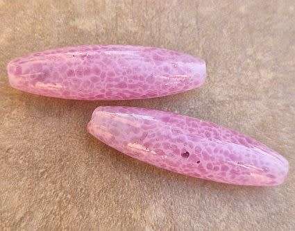 *Clearance Sale*1pcs x (+/-40x12mm)  Pink / Painted  / Oval Glass Bead
