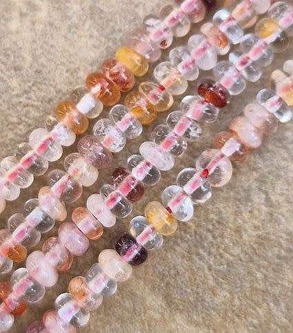*Clearance Sale*1 Strand (+/-4x2mm) Natural /  Red Hematoid Quartz  Rondelle Beads