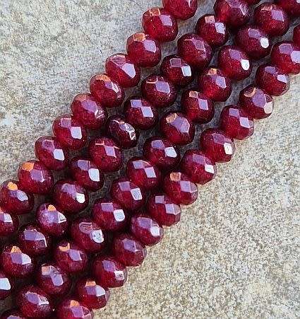 *Clearance Sale*1 Strand (+/-4mm)  Natural  / Malaysia Jade / Dyed / Dark Red / Faceted Rondelle