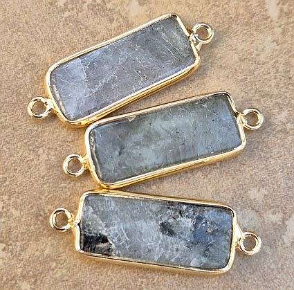 *Clearance Sale*1 pc Natural / Labradorite  / Rectangle / Gold Tone /  Connector /  Link