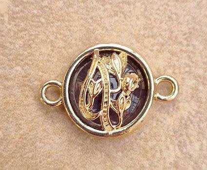 *Clearance Sale*1pc  Gold Tone / Flowers / Purple Glass Bead / Connector / Link / Flat Round +/