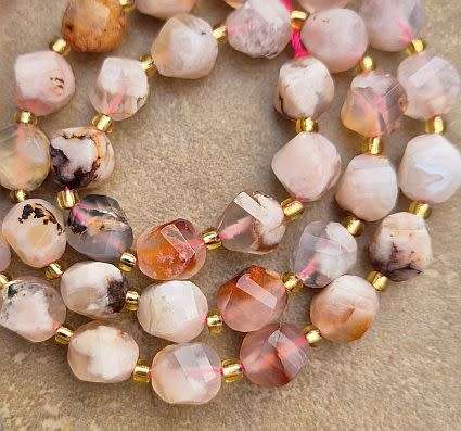 *Clearance Sale*1 Strand (+/- 9mm) Natural /  Cherry Blossom / Agate/ Faceted  Beads